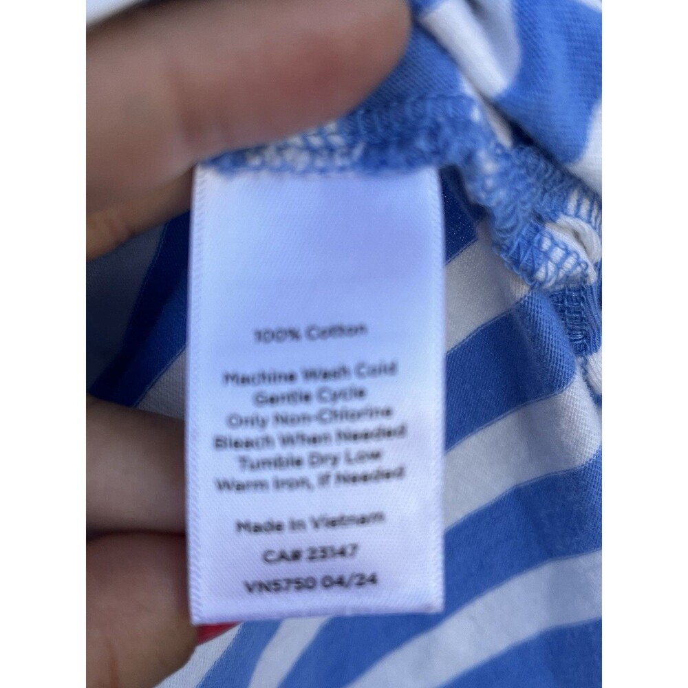 Talbots 100% Cotton Blue White Striped Collared Pullover Long Sleeve Top M - Picture 8 of 12